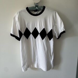 Comme des Garçons Vintage Black and White Diamond Pattern Graphic T Shirt